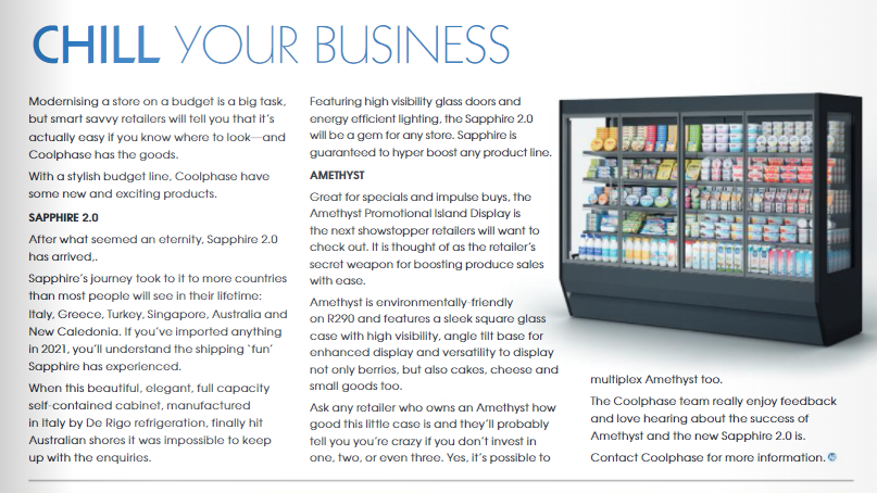 Coolphase4's tweet photo. Check out this month’s Australian Retailer Magazine!

Our editorial on Sapphire and Amethyst has hit the (inside) back page. Mention the article for a special discount through March! 🤙

https://t.co/bHdC7Uy2Hr

#coolphase #australianretailer #amethyst #sapphire #livethechill 🤙 https://t.co/rMaBJvvzPy