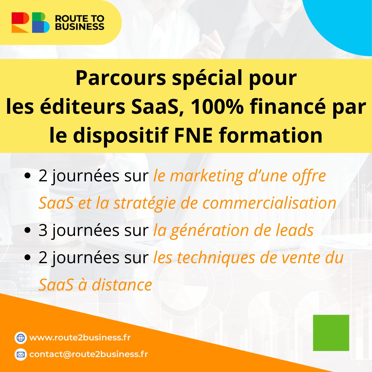 Un parcours complet pour les éditeurs #SaaS, financé à 100% par votre #OPCO dans le cadre du #FNE formation. 
 
route2business.fr/formations/par…

#RouteToBusiness #FormationProfesionnelle #SaaS #EditeursDeLogiciel