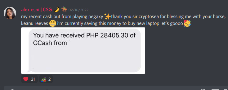 CryptoseaGuild's tweet photo. Another success story from one of our scholar and also a trusted moderator 😍🎉
Earning while you are a student had never been this satisfying.Keep up the good work! CSG is proud of you
#Pegaxy #PegaxyScholarship $vis $Pgx https://t.co/C8bxI5wM4r