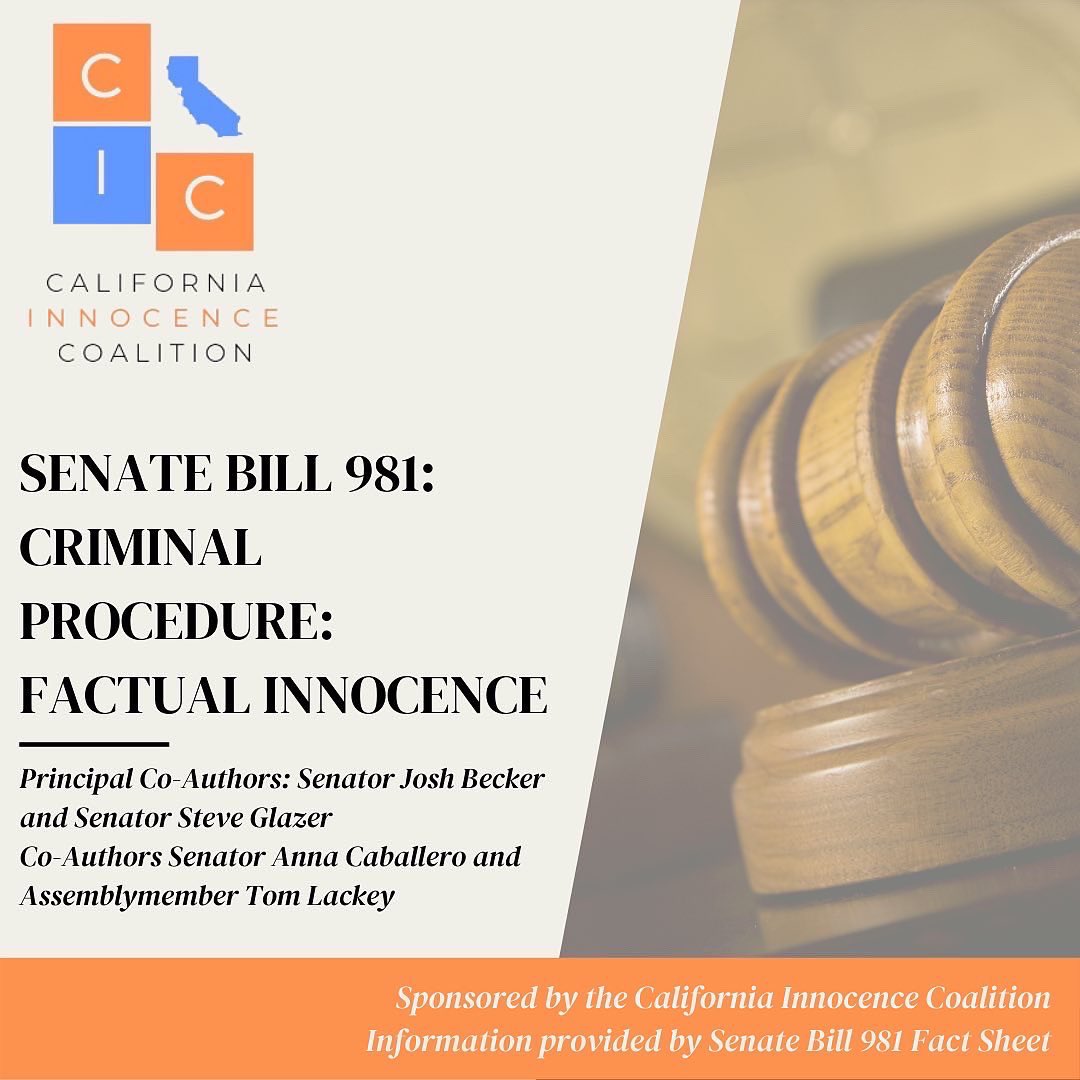 CA_InnocenceCoa's tweet photo. CIC is proudly sponsoring #SB981 Criminal Procedure: Factual Innocence to ensure that those seeking compensation through the courts have the burden of proof shift to the District Attorney. Learn more at https://t.co/GOAWRMvS0r #reform #caleg https://t.co/1BGznTNdfp