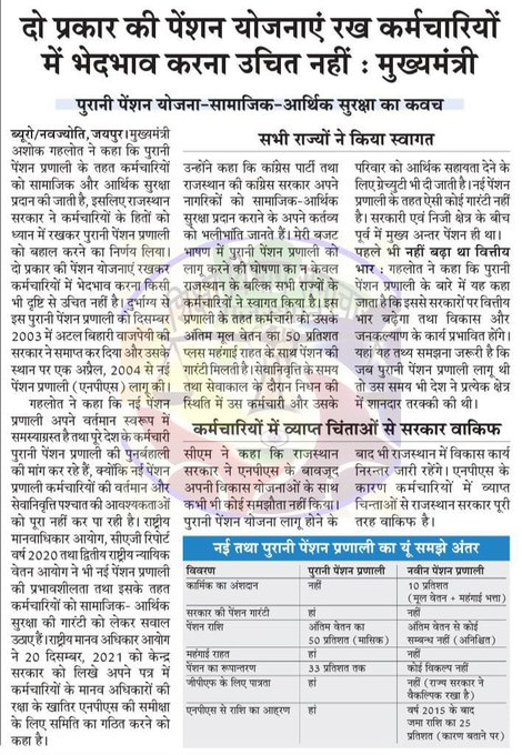 आदरणीय <a href="/ashokgehlot51/">Ashok Gehlot</a> जी,आप जैसी विचारधारा के नेताओं की देश को ज़रूरत हैं। आपने पहल करके #राजस्थान में #पुरानी_पेंशन बहाल की। मैं आदरणीय <a href="/CMOMaharashtra/">CMO Maharashtra</a> जी से विनंती करता हूँ, की #महाराष्ट्र जैसे #पुरोगामी राज्य में भी #पुरानी_पेंशन बहाली की प्रक्रिया जल्दी से जल्दी की जाए। 🙏