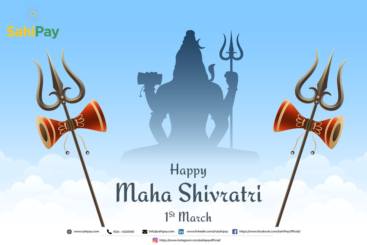 SahiPay's tweet photo. SahiPay wishes you all a very Happy Shivratri!
#sahipay #absahipaykaregaindia #shivratri #payments #transactions #mobile #digital #banking #mobile #valueaddedservices #recharges #billpayments #bharatbillpay #ecommerce #fintech https://t.co/SwHtmYbKsa