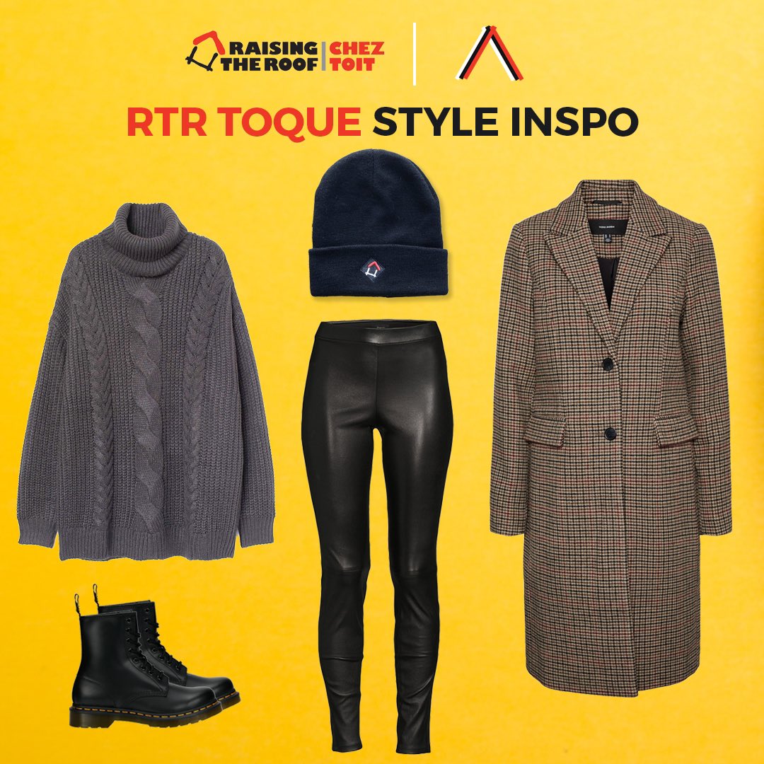 Helps end homelessness. 🏡 An inspiration on how to be stylish @raisingtheroofcanada!  Shop via link in bio today 🛍 

#atoqueforahome #raisingtheroof #rtrtoque