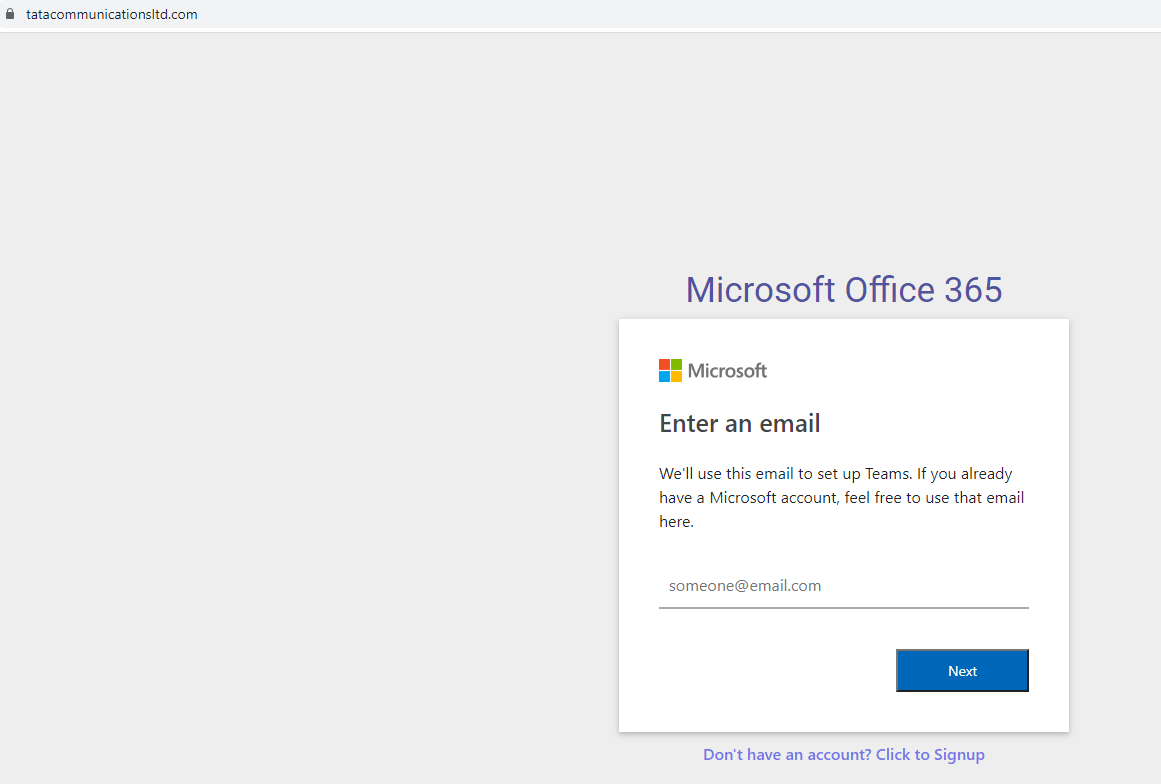 Dashowl's tweet photo. #Phishing against @Office365 hosted by @digitalocean 
hxxps://tatacommunicationsltd.com/ https://t.co/yZujFeqo8j