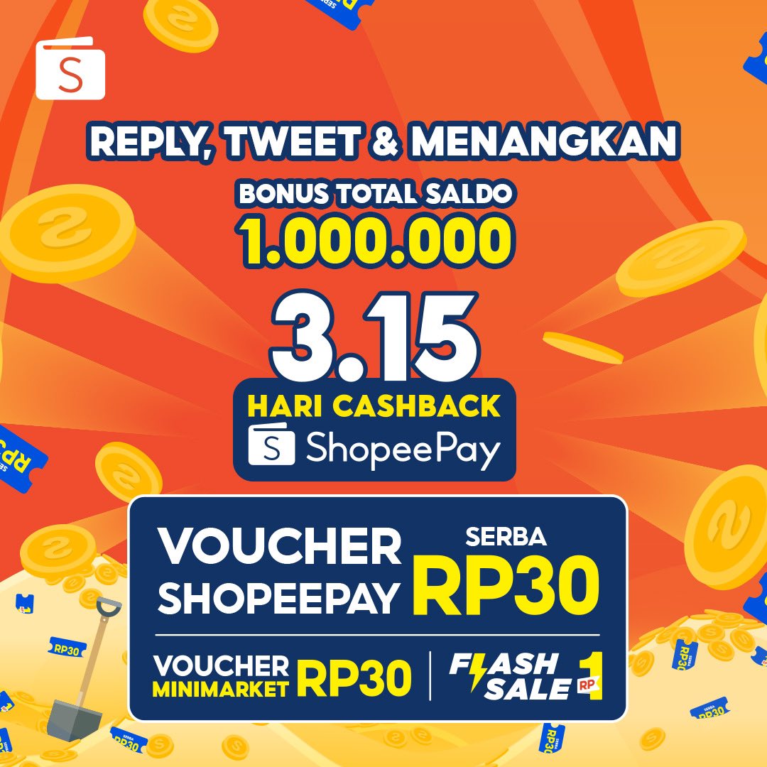 ShopeePay_ID's tweet photo. 🧡GIVEAWAY 3.15 HARI CASHBACK SHOPEEPAY🧡

Mau bagi-bagi bonus saldo total 1 JT utk 10 org biar makin semangat nikmatin promo #315HariCashbackShopeePay! Ikutan cus~😘

S&amp;K
1. Follow @ShopeePay_ID
2. Like &amp; RT
3. Reply tweet dgn #315HariCashbackShopeePay

Pengumuman tgl 15 Mar ya! https://t.co/KNqwFsD21B