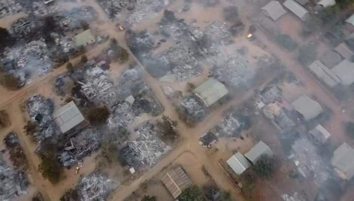 Chanapai247's tweet photo. Here are the released photos of aerial perspective of #YinMarPin's Tha-Pyay-Aye village which was burnt down to ashes by junta terrorists.

#2022Mar1Coup 
#WhatsHappeningInMyanmar https://t.co/MdH1gZSQdg