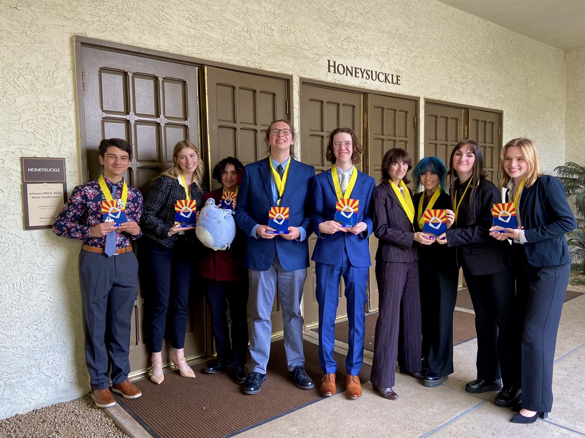 PerryDECA's tweet image. Day 3 of #azscdc2022 completed! Congrats to our members making it to ICDC: Taylor Relvas, Xavier Ortiz, Adison Debras, Sahdie Hernandez, Hailey Debras,  Maddox Turner, Braden Basset, Jacob Brown, Ainsley Reese and Ram Karuppiah. We know you guys will represent ArizonaDECA well.