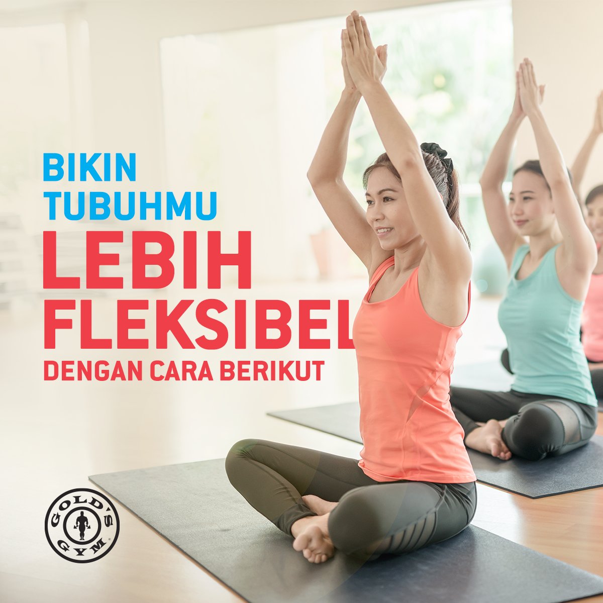 1. Cari bagian tubuh kamu yg kaku lalu latih bagian tersebut secara perlahan.
2. Konsisten menjadi kuncinya. Jangan berhenti ketika kamu sudah merasakan sedikit perubahan.
3. Tetap latih tubuhmu agar tingkat fleksibilitasmu terus lebih baik dari sebelumnya.

#ayokegoldsgym