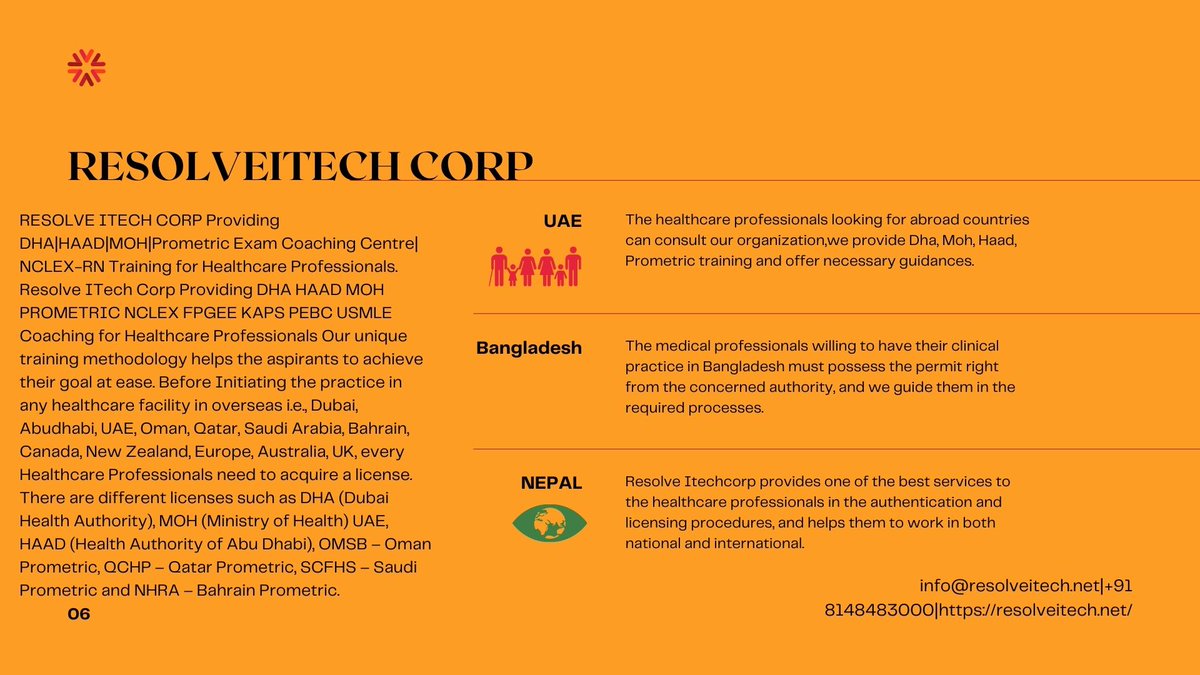 group_resolve's tweet image. Resolveitech corp offers reliable services to the aspirants who are interested to have their clinical practice in Philippines, and we guide them in the documentation and exam procedures.
#DHAHAADPrometricExamCoachingCentrePhilippines #Resolveitech
resolveitech.net/philippines/