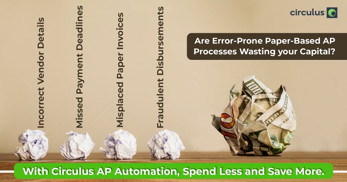 CirculusTech's tweet photo. Donβt let paper-based AP Processes crumble your AP Capital. Put your money on the #APAutomation Table and Save Big with Circulus. Explore: π https://t.co/6vCM8bMWzg
#PaperlessAccountsPayable #AccurateData #FasterApprovals #SecuredPayments https://t.co/fvGuKnaQ1O