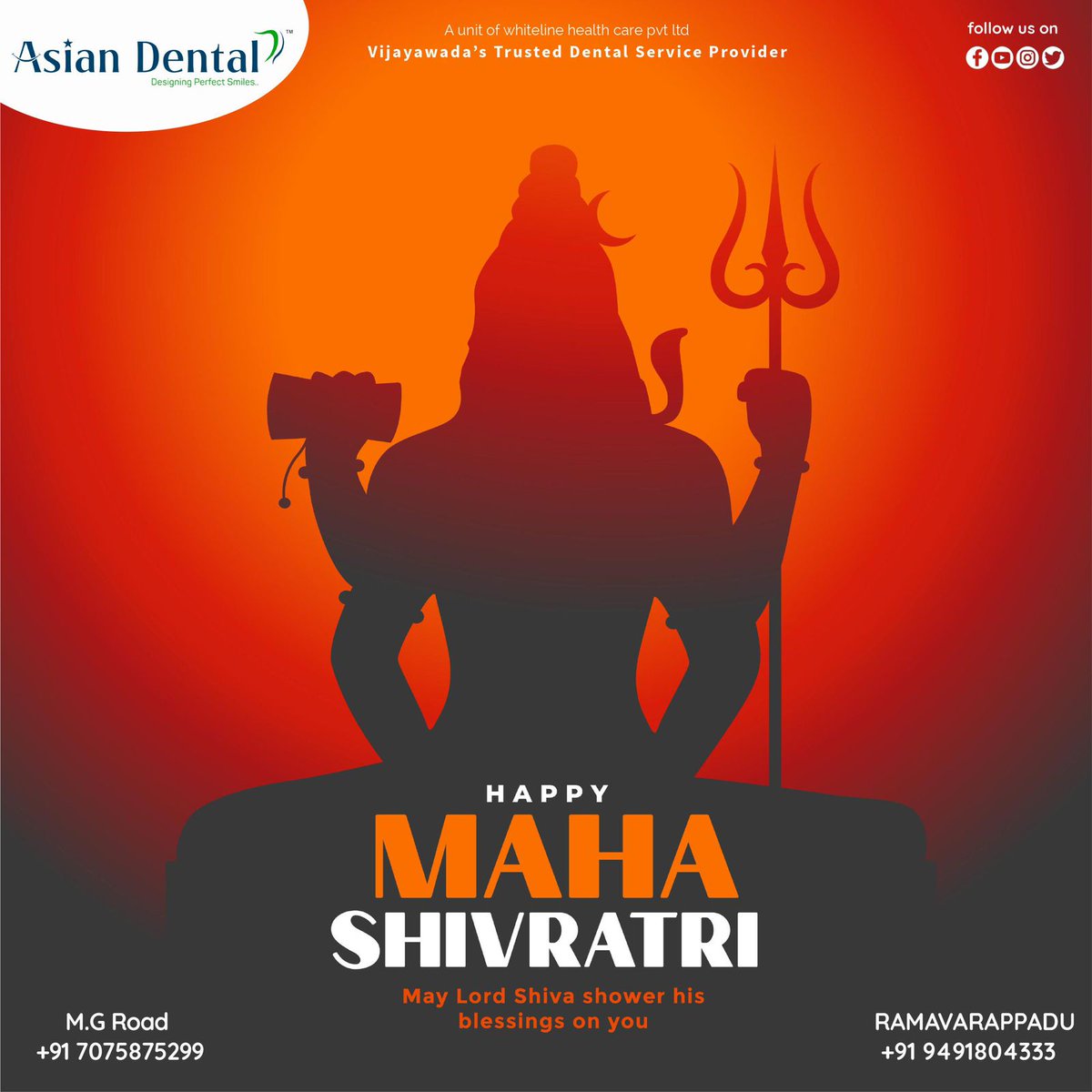 DentalAsian's tweet photo. Happy ,"MAHA SHIVARATRI" from ASIAN DENTAL vijayawada.

#Mahashivratri #ShivaRathri #festival #dentalhealth #Vijayawada https://t.co/e8ybSyriE8