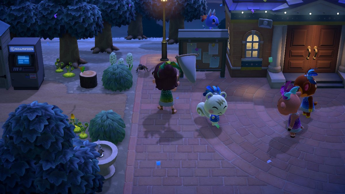 cnclimer94's tweet photo. Had to save my villagers from a tarantula during Festivale. Poor Pashmina and Fauna were very nervous! #AnimalCrossing #ACNH #NintendoSwitch https://t.co/8zkWmyHR4N