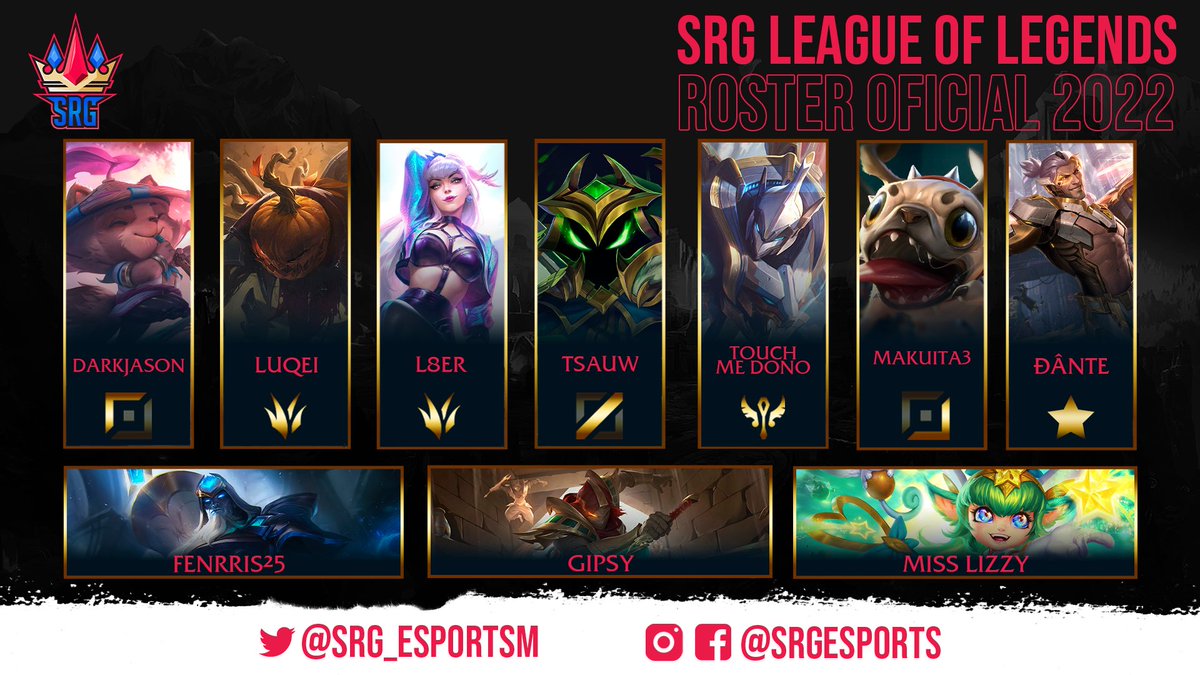 SRG_EsportsM's tweet photo. Presentamos el roster oficial de #LeagueOfLegends 2022
¡Vamos con todo! https://t.co/E7G1xu2Wlm