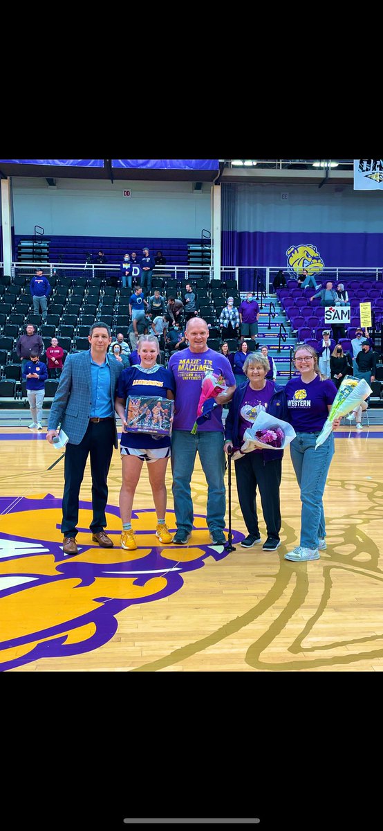 sampryor34's tweet photo. I promise you it’s about the people you meet that become family - not the stats on the sheet after the game. I love you always &amp; forever, Leatherneck Family!!💜💛 https://t.co/Vv6mygazyD
