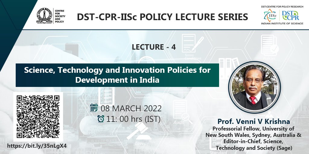 📢 Next edition of our 𝐏𝐨𝐥𝐢𝐜𝐲 𝐋𝐞𝐜𝐭𝐮𝐫𝐞 𝐒𝐞𝐫𝐢𝐞𝐬 is here

At 75 years post-independence, we reflect on #science #technology #innovation policies and key trends from a socio-historical perspective

🗓️ 8 March
🕚 11.00 hrs. (IST)

dstcpriisc.org/2022/02/25/dst…