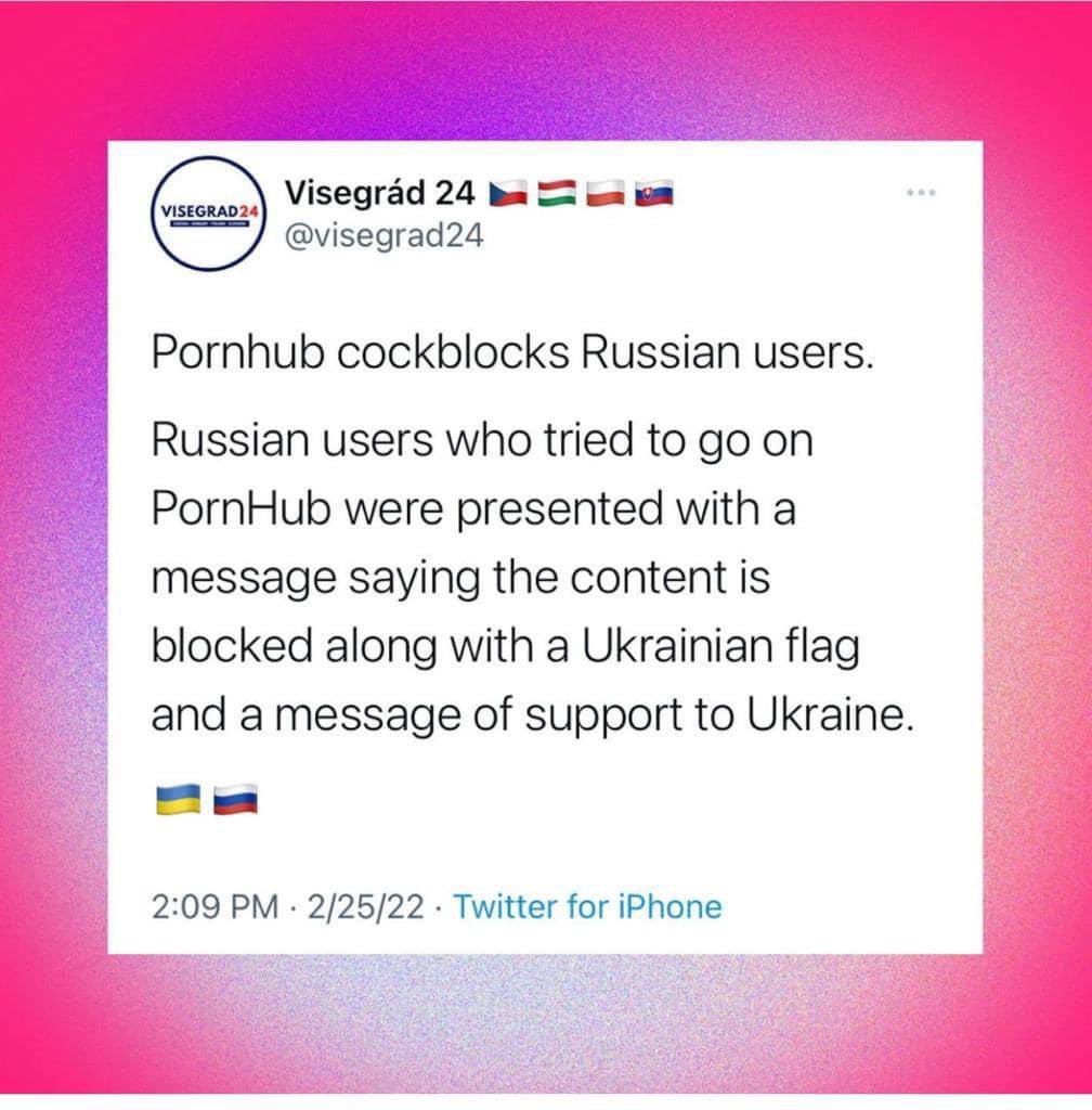 #Ukraine Pornhub getting involved!! 😎😎😎 