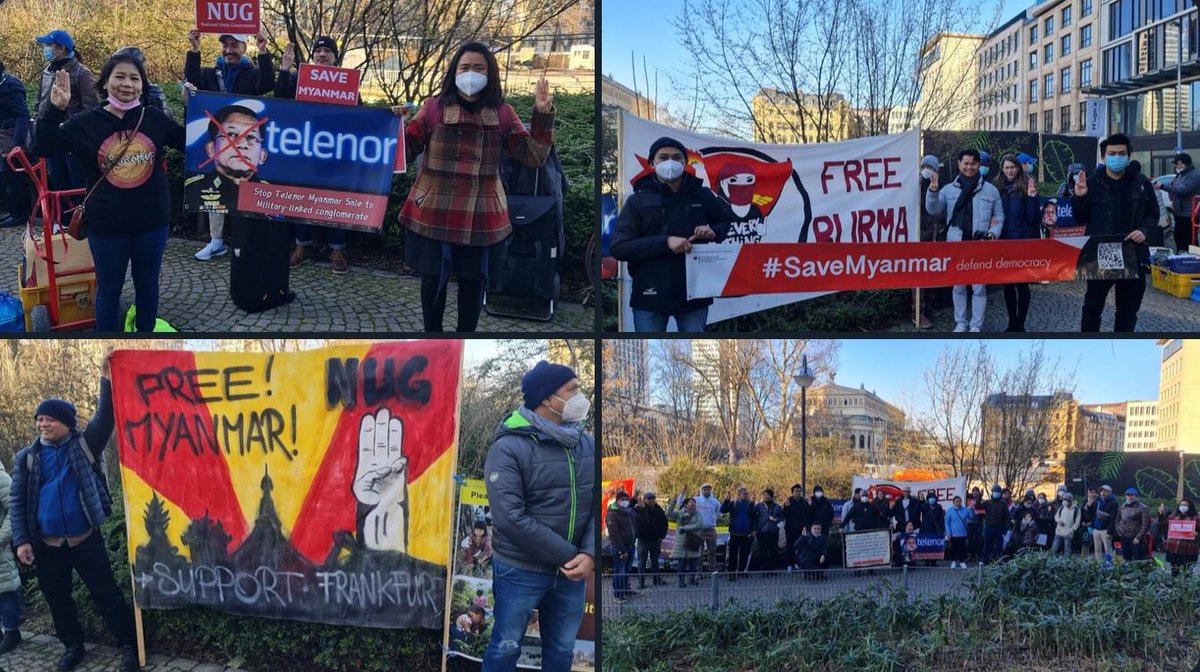 harleythel's tweet photo. Pro-democracy Burmese from Germany rallied and staged a protest in Frankfurt, denouncing the military dictatorship in Myanmar.   #CivilianCasualtiesByJunta #2022Mar1Coup #WhatsHappeningInMyanmar https://t.co/gAdGlDdisQ