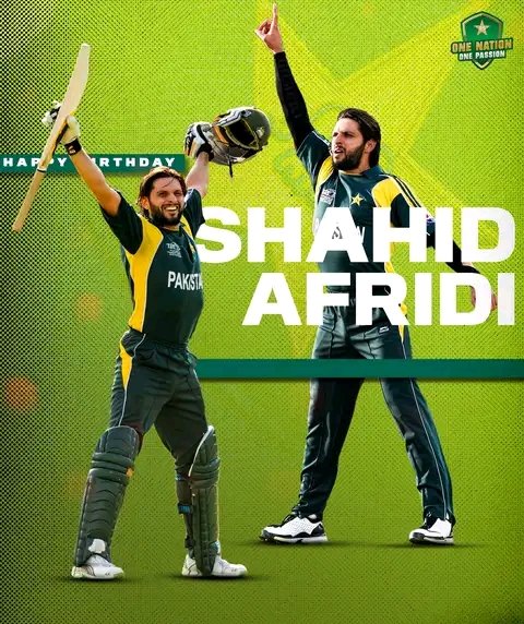 Happy birthday brand of pakistan Legend Shahid Afridi   Lala Allah pak apko salamat rakhy ameen 