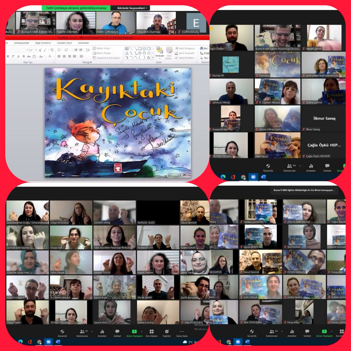 “Çocuklar İçin Kitap Okuma Projesi Öğretmen Eğitimi” toplantısı 28 Şubat 2022 saat 21:00 da Prof. Dr. Fatih Çetin ÇETİNKAYA ve katılımcı öğretmenlerimiz ile “GÖÇ” teması üzerinden gerçekleştirilmiştir.
@bursailmem @serkangur_ist @mahmut34979199