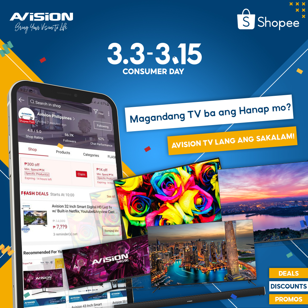 avisionph's tweet photo. Magandang TV ba ang hanap mo? Avision TV lang ang SAKALAM! 👍

Kaya get the best out of your hard-earned money with this TV checklist;
✅ Best Features
✅ Quality
✅ Affordability
✅ Warranty (2 Years) 

Shop na! 🛒: https://t.co/C3CY0ZFBgR

#ShopeePH #Sales #Deal #TV @avisionph https://t.co/tnApFUEzyM