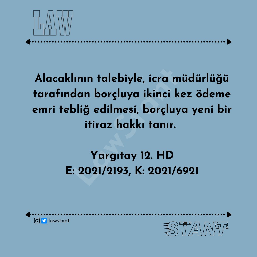 Borçluya ikinci kez ödeme emri gönderilmesine ilişkin Yargıtay kararı 👇