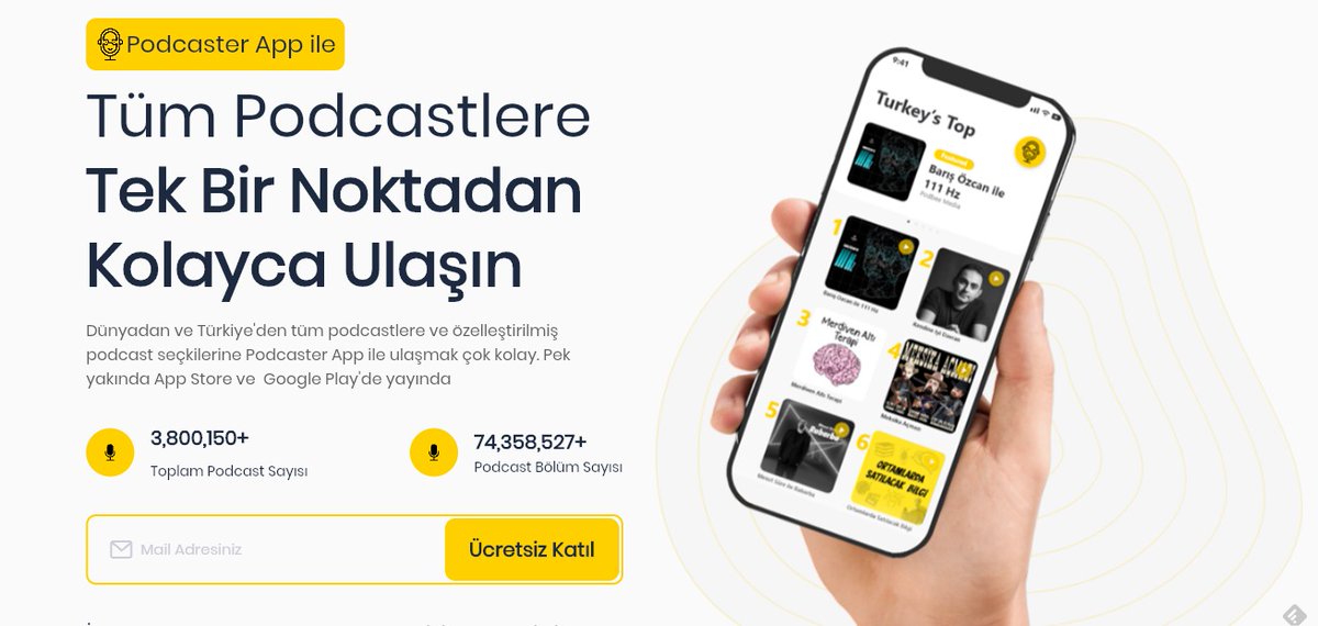 podcaster_app's tweet photo. Podcaster App'in test süreci devam ederken, uygulama ilk 1000 kullanıcısını arıyor! 

✓3 milyon 800 bin+ podcast 
✓74 milyon+ podcast bölümü 
✓Özelleştirilmiş podcast seçkileri

Erken erişim isteyen kullanıcılar ücretsiz şekilde bize katılabilir!

https://t.co/QnYfFFEIi0 https://t.co/veUELsHzPy
