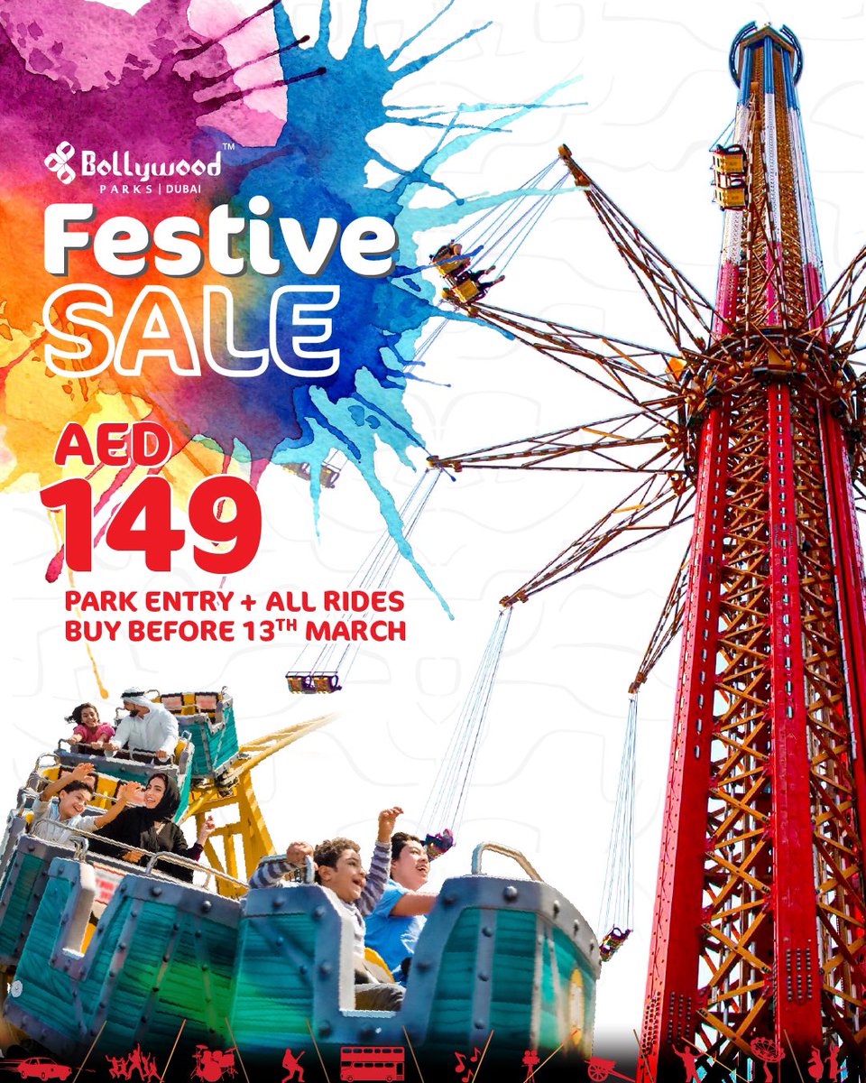 bollywoodparks's tweet photo. 🎊 FESTIVE SALE 🎊
Book your tickets in advance to BOLLYWOOD PARKS™️ Dubai between 1st March and 13th March to get a whopping 55% off! 🤩 Reservations can be made for any date until 10th April.

#FestiveSale #dubaiparksandresorts #bollywoodparksdubai https://t.co/YtiYlBcWYZ