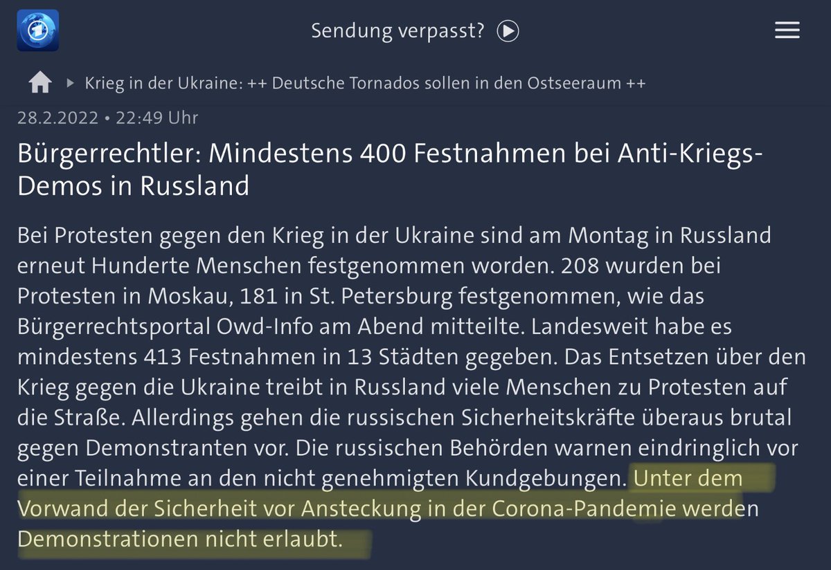corona_realism's tweet photo. Tagesschau wortwörtlich: „Unter dem VORWAND der Sicherheit vor Ansteckung in der Corona-Pandemie werden Demonstrationen nicht erlaubt.“ https://t.co/1NJPjAaIcH