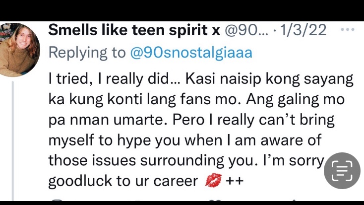 jeenglooo's tweet photo. Time for some tea! HAHAHA i found this tweet where nag back out yung sumaling fan.. Sad lyf nag si alisan na ang bilang na bilang mong fans daniela stranner! Do you ever wonder why?  @strannerd eeww ganyan pag nag dodown ka ng iba para umangat. That never works hun https://t.co/Q88LSrBZLH