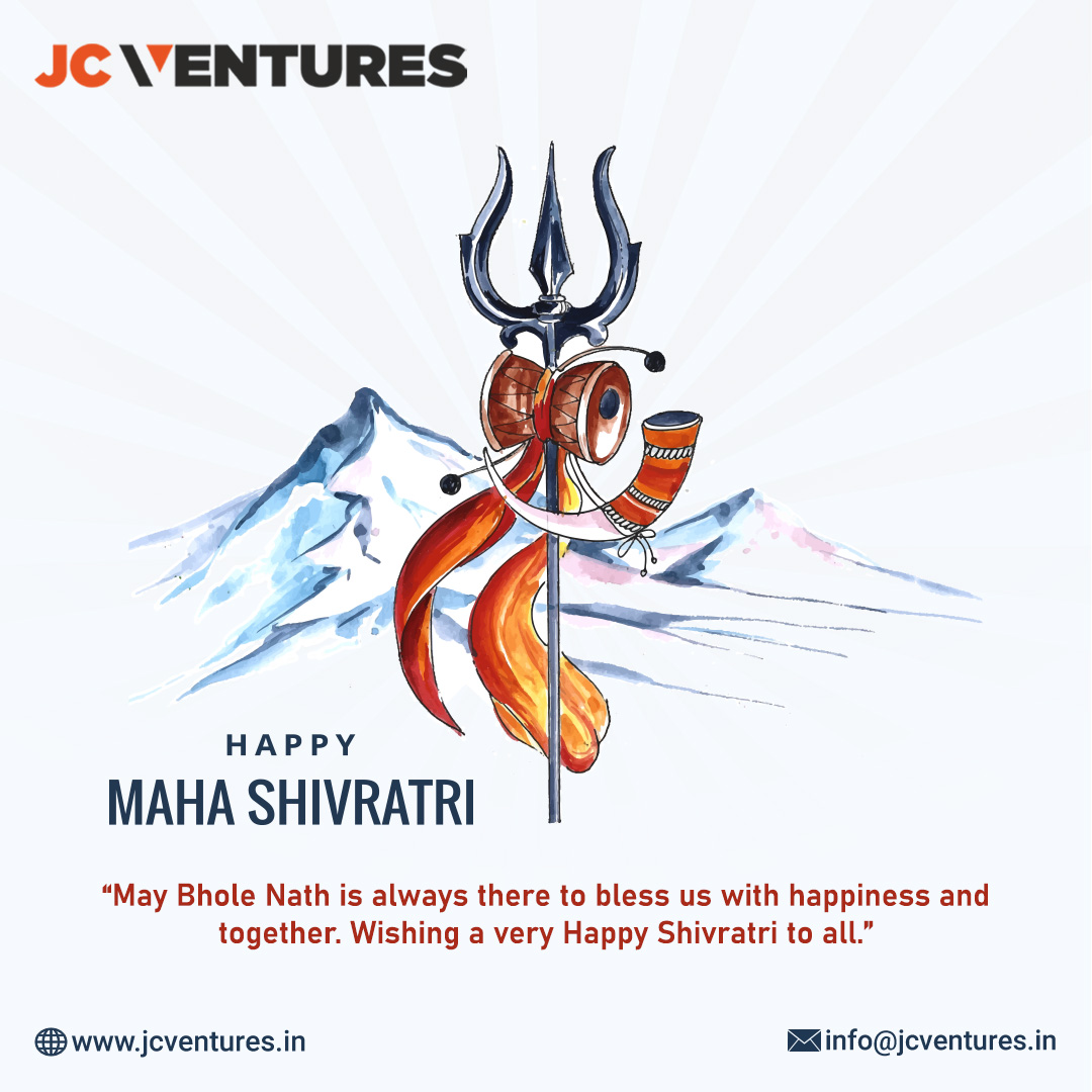 JCVenturesIndia's tweet photo. Let us celebrate Maha Shivratri night. The night of the Shiva-Parvati union. The night of destruction and the night of creation. The night of the Lord of lords. Happy Mahashivaratri!

#india #festiveseason #mahashivratri #happiness #celebration #enjoy #bholenath #jcventures https://t.co/YLa81z9Hr6