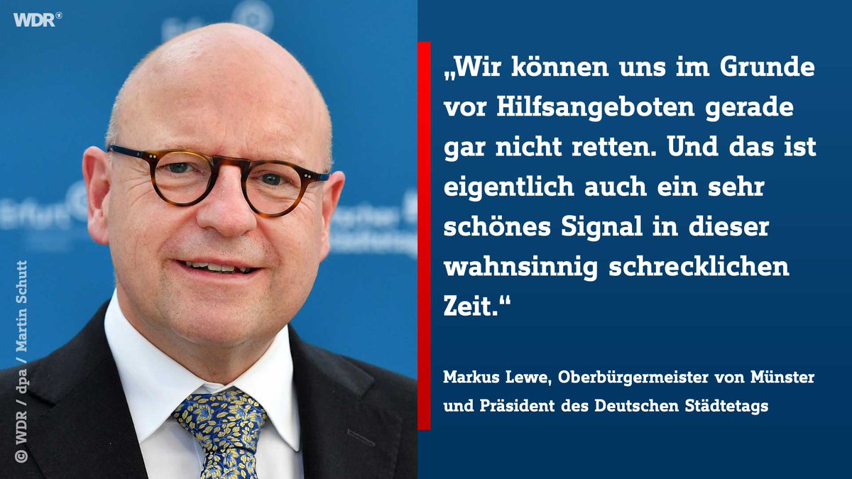 Die Vereinten Nationen rechnen mit bis zu 4 Millionen Flüchtlingen wegen des #UkraineKrieg|es. Die Hilfsbereitschaft für eine Aufnahme in NRW sei enorm, sagt <a href="/LeweMarkus/">Markus Lewe</a>, Oberbürgermeister der <a href="/muenster_de/">Stadt Münster</a>, im Morgenecho bei WDR5. ⤵️ www1.wdr.de/nachrichten/uk…