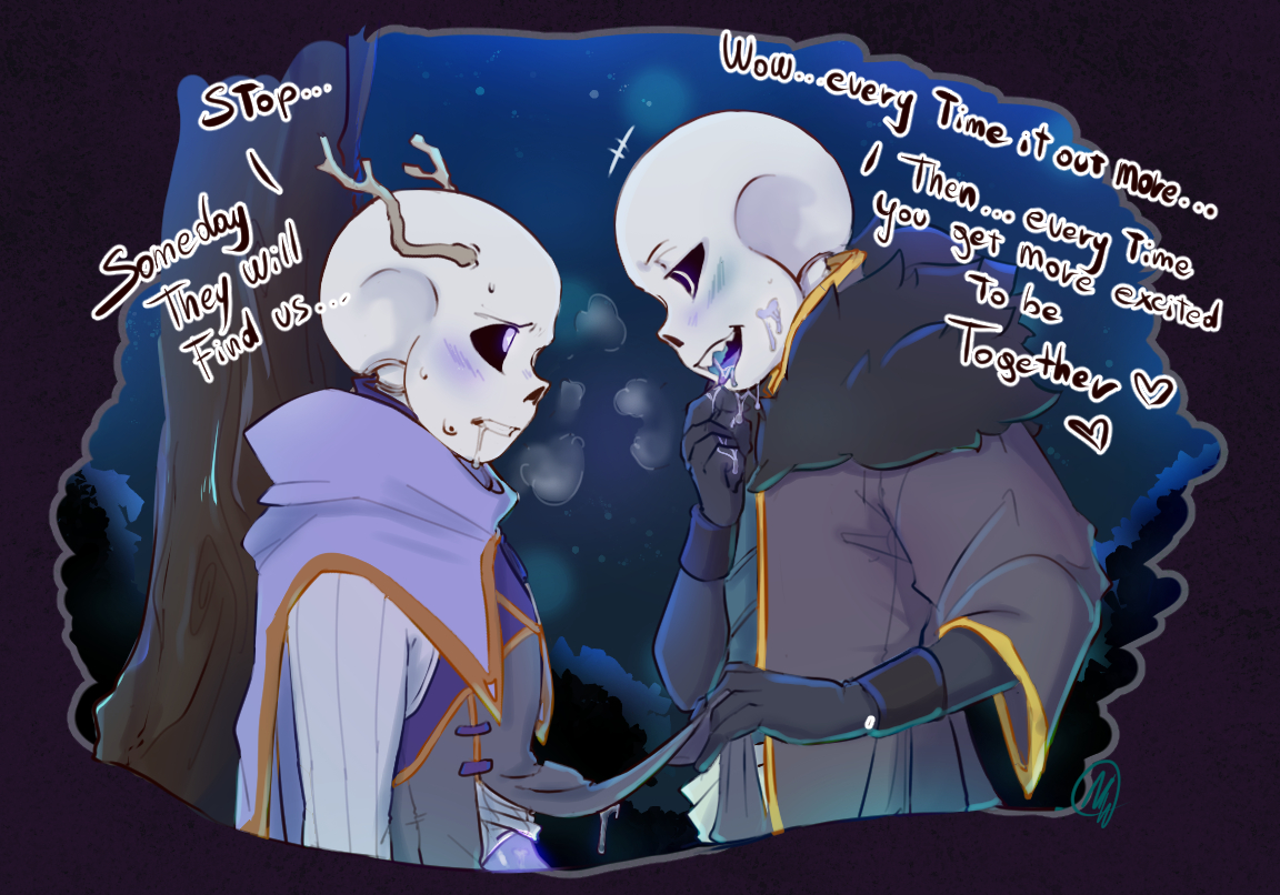 I wanted to distract myself a bit to draw this ship.💦👀
I don't remember the last time I drew them but I do remember what the drawing was and I really love its dynamics.💓🌟

💜Lyul : me
💙 Moon Scythe : @/muskkasins 
#undertail #Lyul #MoonScythe 
...>