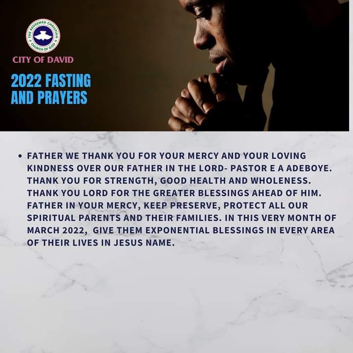 RCCGCityofDavid's tweet photo. DAY 50 πππ
Prayer Points for #50DaysFast - Tuesday, March 1, 2022
#RCCGFast
#RCCGFast2022
#CODDailyPrayerPoints https://t.co/pNNNg1j7km