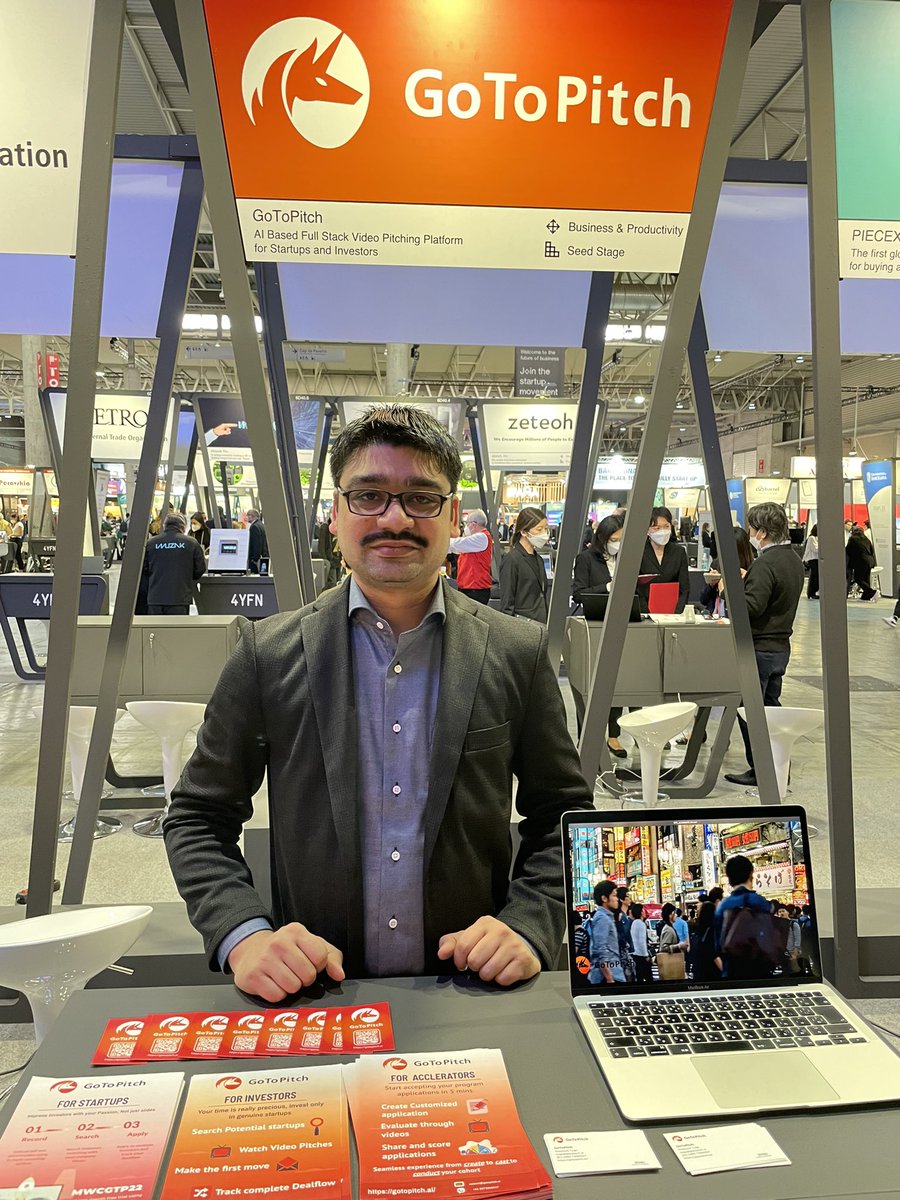 GoToPitch's tweet photo. GoToPitch at #mwcbarcelona2022!

@Tyagi_CEO  
#startupecosystem #investor #spain #japan #india #4yfn22 https://t.co/RMEYFsjlqF