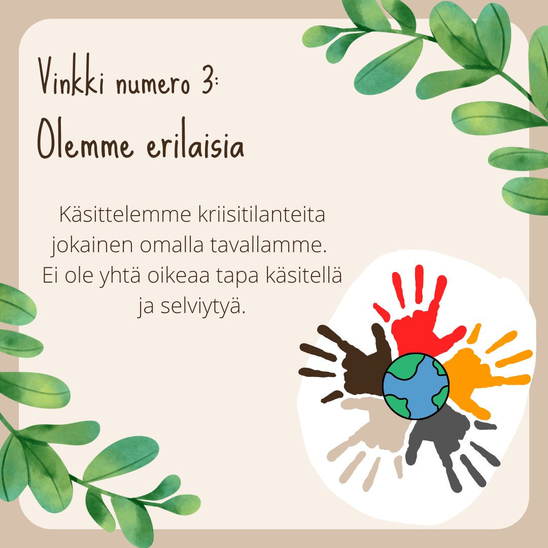 sokri_kantahame's tweet photo. Ihmiset reagoivat eri tavoin kriisitilanteessa
Erilaiset selviytymiskeinot kriisitilanteissa luovat ristiriitoja ihmissuhteissa. Puhukaa yhdessä
Millainen selviytyjä olen? - Mieli Ry on koonnut julisteen, jonka avulla voi pohtia selviytymiskeinoja kriisitilanteessa
@mielenterveys https://t.co/5rE6PGjuDP