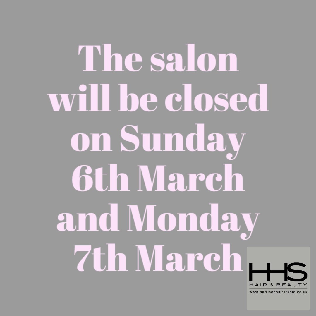 HHSLiverpool's tweet image. Due to the salon being decorated it will be closed on Sunday 6th March and Monday 7th March. 

Harrisons Hair &amp;amp; Beauty
#hhsliverpool Where Style Comes to Life 

☎️ 0151 933 9559
📧 info@harrisonhairstudio.co.uk 
🌐 harrisonhairstudio.co.uk

#colourspecialist #hairdresser