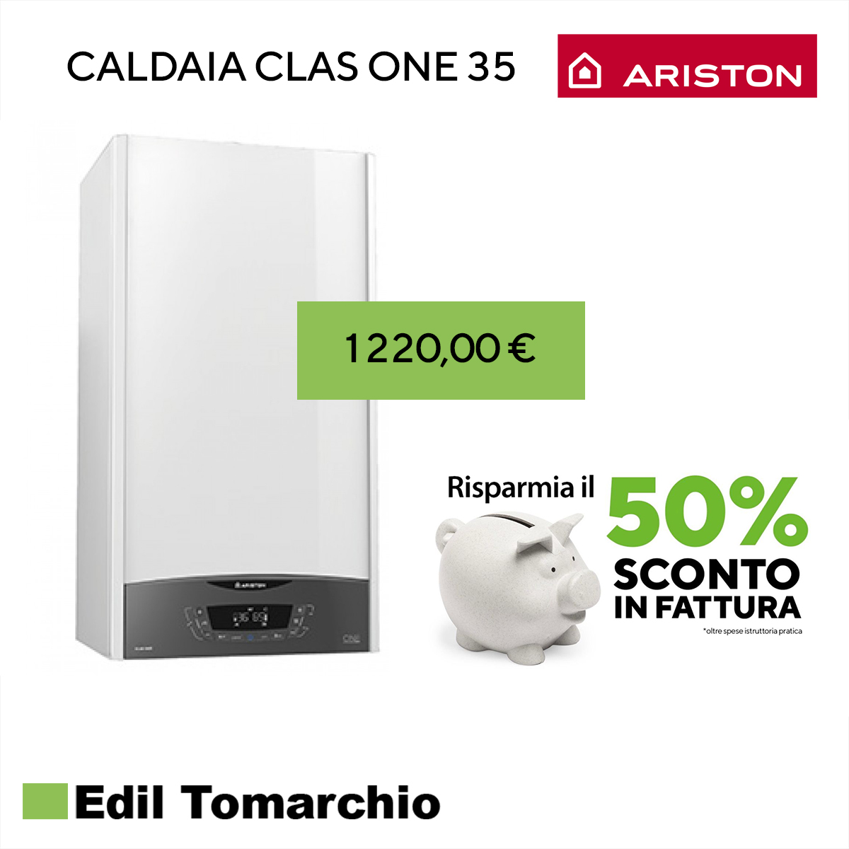 ediltomarchio's tweet photo. PROMO IN PRONTA CONSEGNA 𝗖𝗟𝗔𝗦 𝗢𝗡𝗘 𝟯𝟱
𝗣𝗿𝗲𝘇𝘇𝗼 𝗽𝗿𝗼𝗺𝗼 𝟭𝟮𝟮𝟬,𝟬𝟬€ 
https://t.co/8qKeviEtjl
Scopri come usufruire dello sconto immediato in fattura e risparmiare il 50%
#ediltomarchio #ariston #caldaiacondensazione #caldaia #ecobonus #scontoinfattura #idraulico https://t.co/h1PIC2Me8F