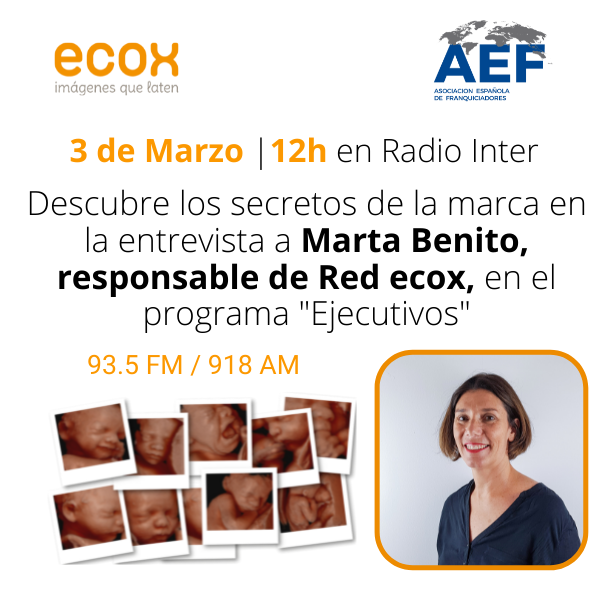 La responsable de Red de <a href="/Ecox4D/">Ecox España</a> y Product Manager, Marta Benito, participa en las entrevistas del programa “Ejecutivos” de <a href="/RadioInter_es/">Radio Inter</a> , con Enrique Poveda, con la colaboración de la Asociación Española de Franquiciadores » franquiciadores.com/ecox-en-progra…