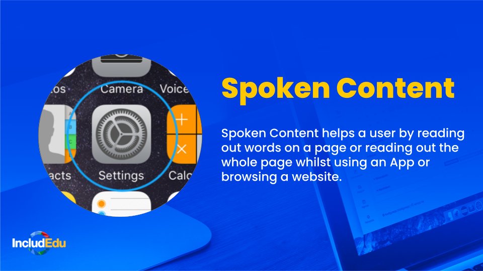 IncludEduOnline's tweet image. #IncludEdu #ToolOfTheDay 🌀

⭐ - Spoken Content (@AppleEdu)

🔗 - IncludEdu.Online/Spoken-Content

Do you use Spoken Content? How does it help you and your learners? 

#PersonalisedLearning #A11y