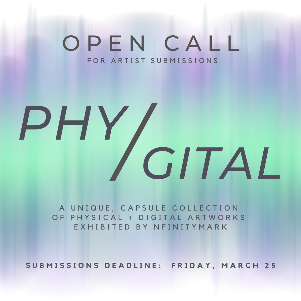 nfinitymark's tweet image. CALLING ALL ARTISTS !

We are looking for submissions of physical and digital artworks for our exciting new project: PHY/GITAL✨

For more information + to fill out a submission form see the Link in Bio! 

#phygital  #ArtistOnTwitter  #NFTartist #digitalart #blockchaintechnology