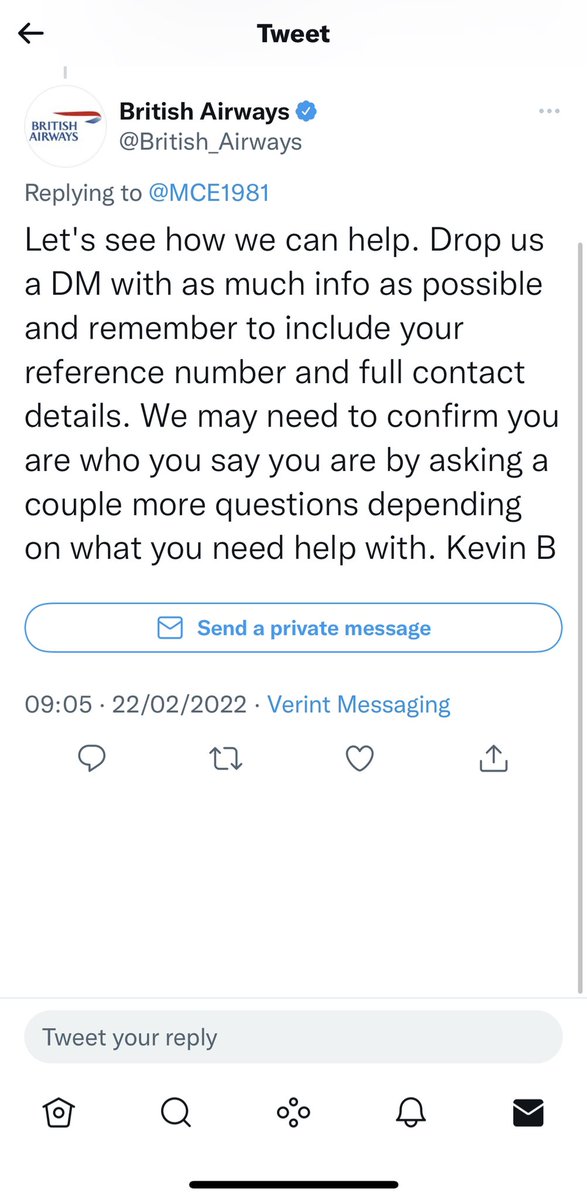 MCE1981's tweet photo. So despite Kevin B asking me to DM which I have done. I’m still waiting for anyone to reply or make contact from @British_Airways. 
Appalling customer service continues!! https://t.co/jWKK45Y2sw