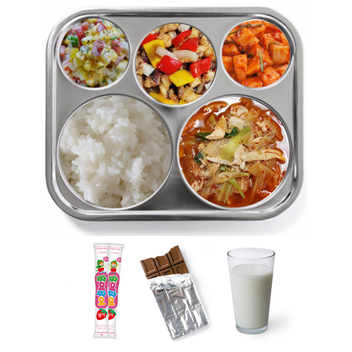 2022.03.02
훈련소 45일차 석식 #도운

밥
닭고기육개장
오징어탕수
햄콘샐러드
깍두기

후식
짜먹는요구르트
초콜릿
우유

도운아 맛있게 먹어🐶🤎