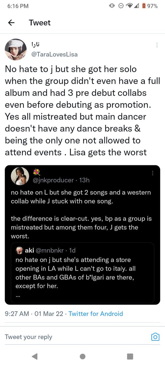 Caddy65454352's tweet photo. There are so many solo stans now in ponk since they don't participate that often AS GROUP. which makes stans fight who gets more solo activities etc. Blackpink is like a title now 😂😂.#blackpinkdisband #blackpinkflop #lisaplastic #jennieflop #roseugly #jissougly https://t.co/lDlvDc6B2H