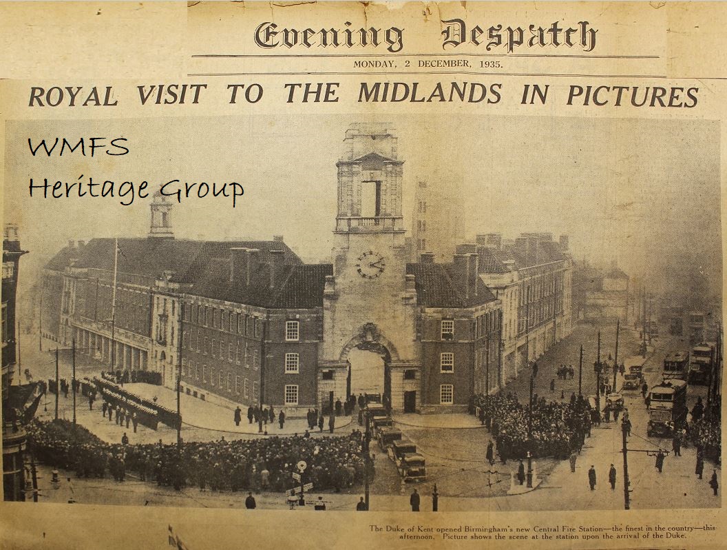 2nd December 1935 - Thousands turnout to view the opening of the Central Fire Station by The Duke of Kent - (Picture Credit - Birmingham Evening Despatch).