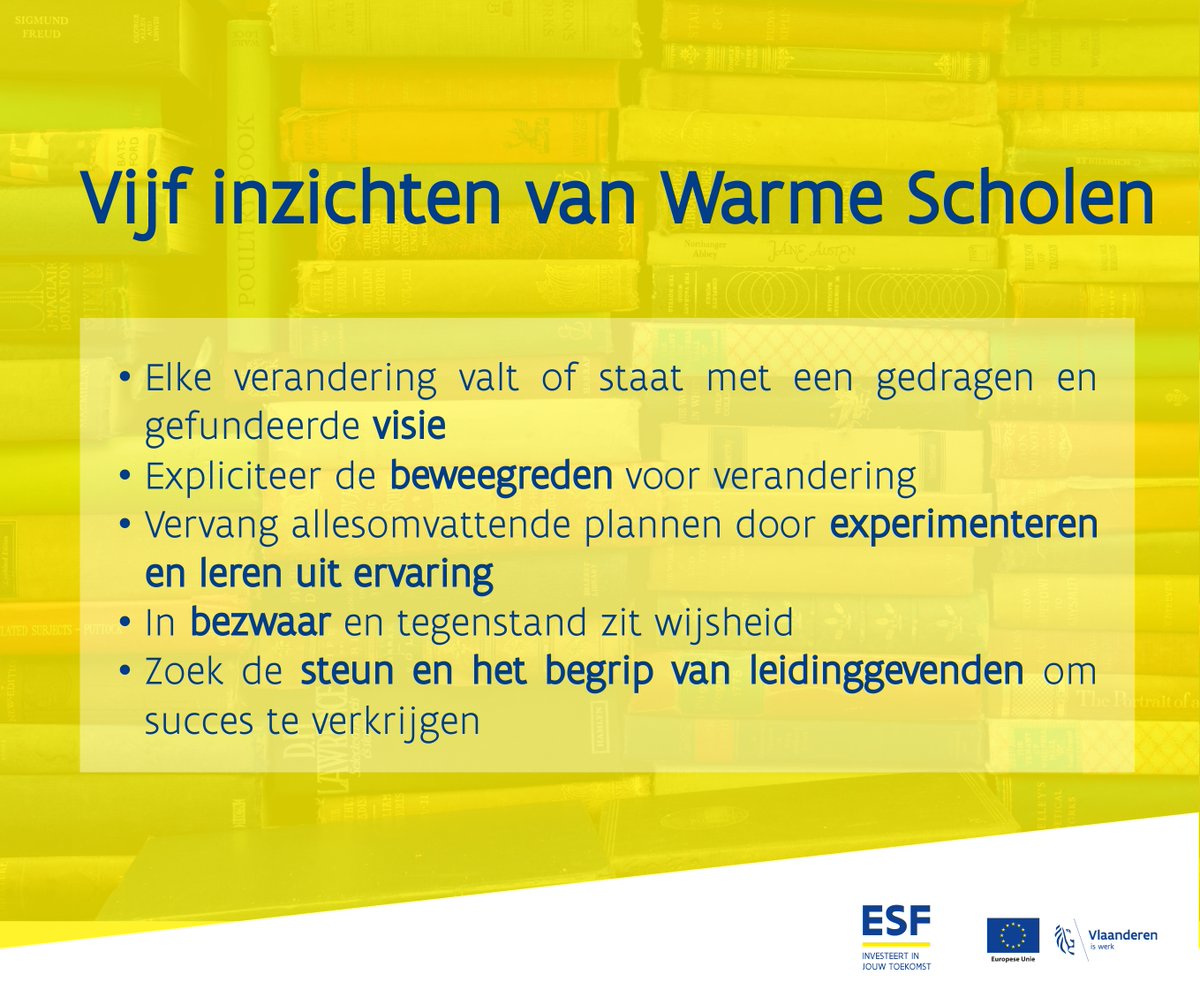 europa_wse's tweet photo. Vijf weken lang spraken we met verschillende mensen over het #ESFproject #warmescholen. Uit hun ervaring hebben we vijf grensoverschrijdende inzichten gestileerd. Benieuwd wat jij kan leren van Warme Scholen over verandering, bezwaar en leiderschap? 👇 https://t.co/AqtKigJQln https://t.co/irvJE0asPs
