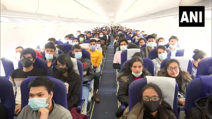 ANI's tweet photo. A flight carrying Indian nationals stranded in Ukraine arrives in Delhi from Hungary

Union Health Minister Dr. Mansukh Mandaviya receives the returnees, assures them that GoI is making every effort to rescue all Indians stranded in Ukraine https://t.co/GIySpusKRI
