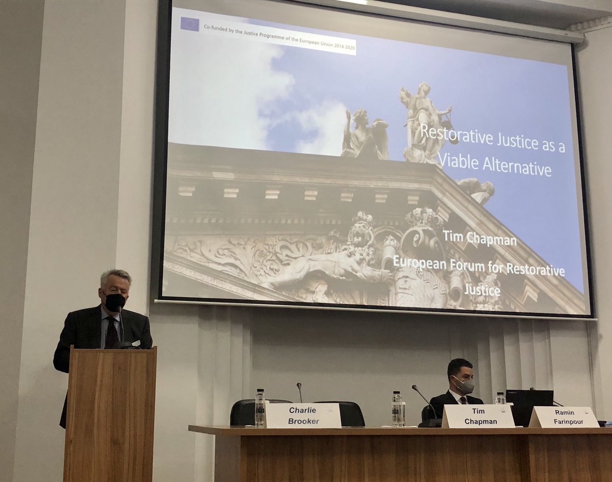 Up now ⁦<a href="/ERATrier/">Academy of European Law</a>⁩ seminar in Bucharest, on inter-country transfer of community supervision orders: ⁦<a href="/TimChap36750968/">Tim Chapman</a>⁩ - speaking about the contribution of #RestorativeJustice in community sanctions and community justice