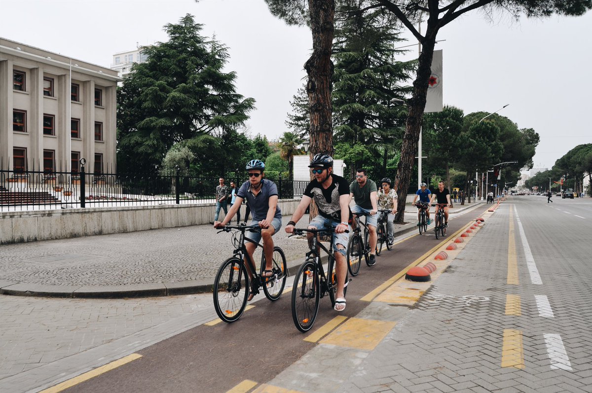 copenhenken's tweet photo. To be a nice city to live in, it has to be nice to its pedestrians and cyclists. This is #Tirana, Albania. 
In 30 years from drab post-stalinist backwater to one of the most liveable cities in Europe. 🇦🇱🚴‍♀️💪🌱👍 HT @AdjolSini https://t.co/nchYgPB0OR