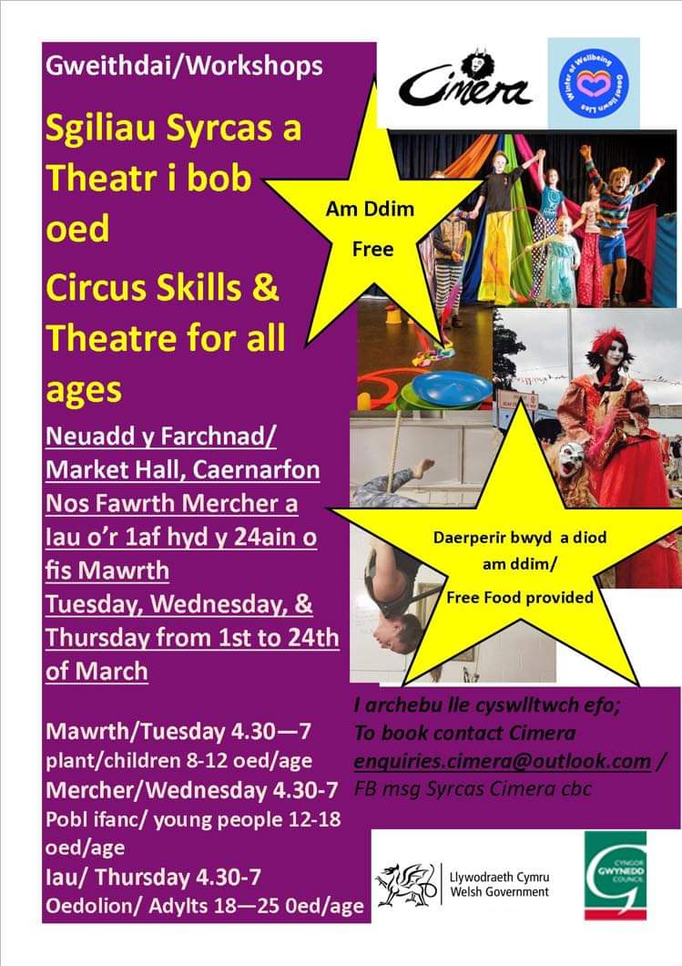 SYRCAS CIMERA CBC (@cimerahon) on Twitter photo **O heddiw ymlaen tryw fis Mawrth ** From today throughout March**🤸♀️🤸♀️ #winterofwellbeing #gaeafllawnlles @StorielBangor <a href="/TrydarPontio/">TrydarPontio</a> <a href="/PontioTweets/">PontioTweets</a> <a href="/galeri/">galeri</a> <a href="/carn_celf/">CARN</a> <a href="/MarketHallDre/">Market Hall</a> <a href="/CDHerald/">Caernarfon Herald</a> <a href="/papurdre/">Papur Dre</a> <a href="/Golwg360/">Golwg360</a> <a href="/Gisdacyf/">Gisda</a> **O heddiw ymlaen tryw fis Mawrth ** From today throughout March**🤸♀️🤸♀️ #winterofwellbeing #gaeafllawnlles @StorielBangor <a href="/TrydarPontio/">TrydarPontio</a> <a href="/PontioTweets/">PontioTweets</a> <a href="/galeri/">galeri</a> <a href="/carn_celf/">CARN</a> <a href="/MarketHallDre/">Market Hall</a> <a href="/CDHerald/">Caernarfon Herald</a> <a href="/papurdre/">Papur Dre</a> <a href="/Golwg360/">Golwg360</a> <a href="/Gisdacyf/">Gisda</a>
