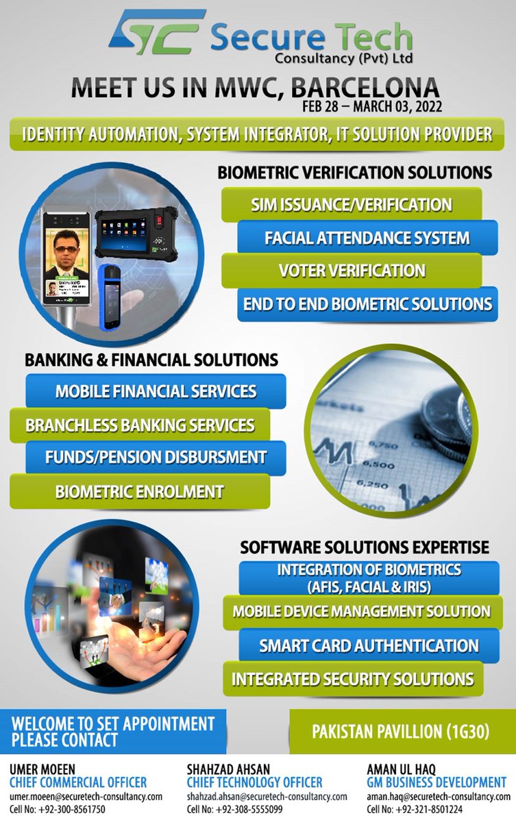 stconsultancy's tweet photo. @stconsultancy  exhibits at #MWC22  #MWC2022 . Come by if you wanna try the best #biometric , #attendance system, #Facial recognition and many more...Booth 1G30 https://t.co/JaPDJM0JuX